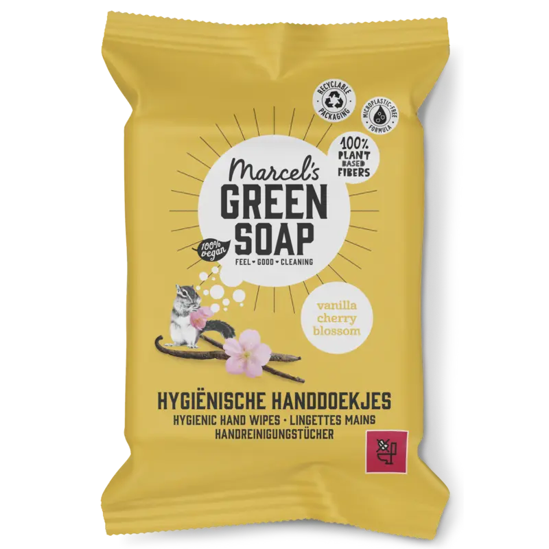 Marcel's Green Soap Hand wipes vanilla & cherry blossom