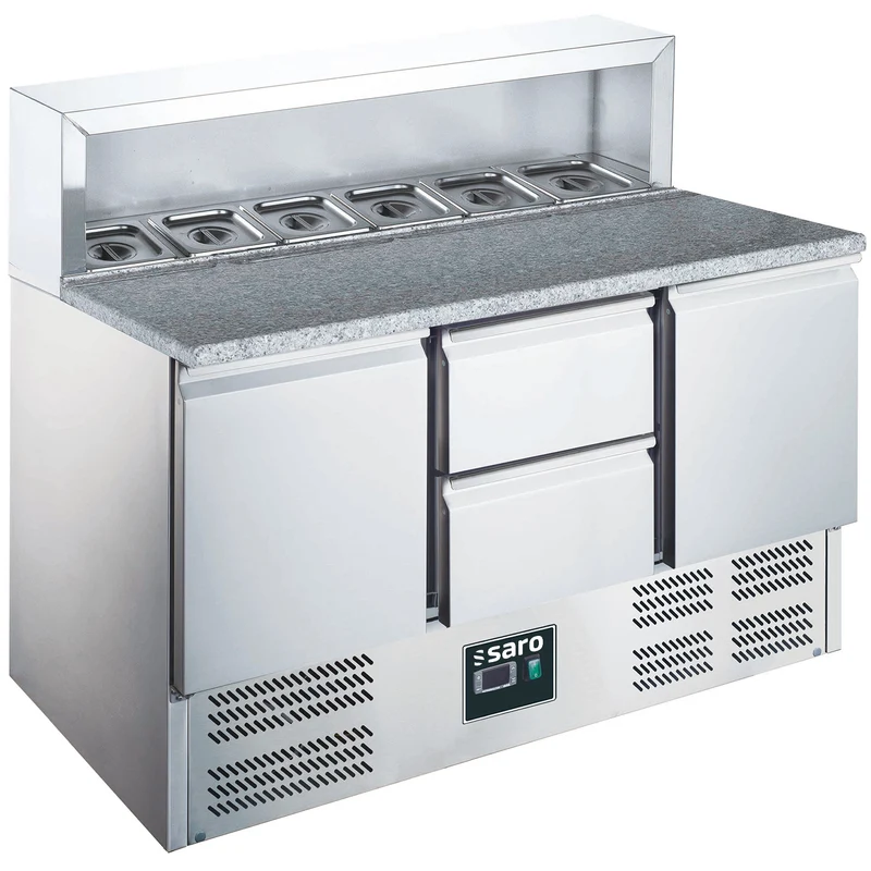 Saro Pizzatisch, 2 Türen + 2 Schubladen, mit Aufsatz, Modell EPS 903 2/2