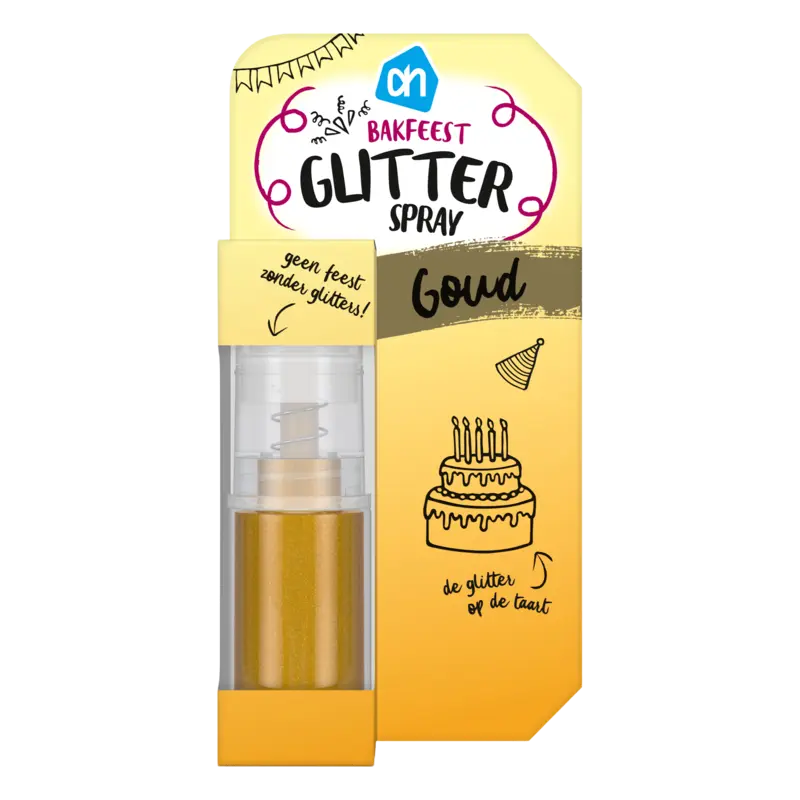 Bakfeest glitterspray goud