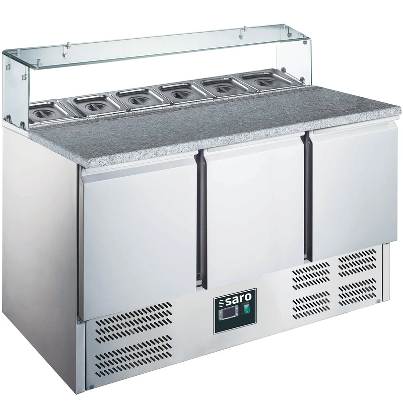 Saro Pizzatisch, 3 Türen, Glasaufsatz, Modell EPS 903 G