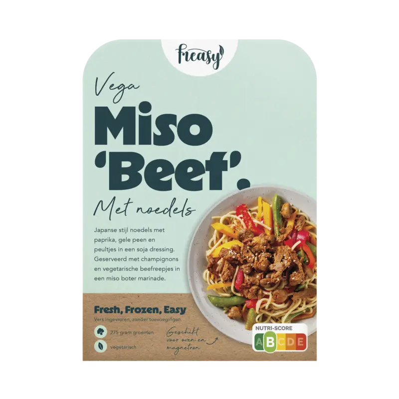 Freasy Miso ''beef'' met noedels