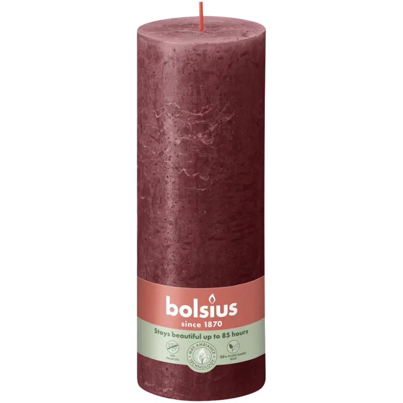 Bolsius Rustieke kaars bordeaux 19cm