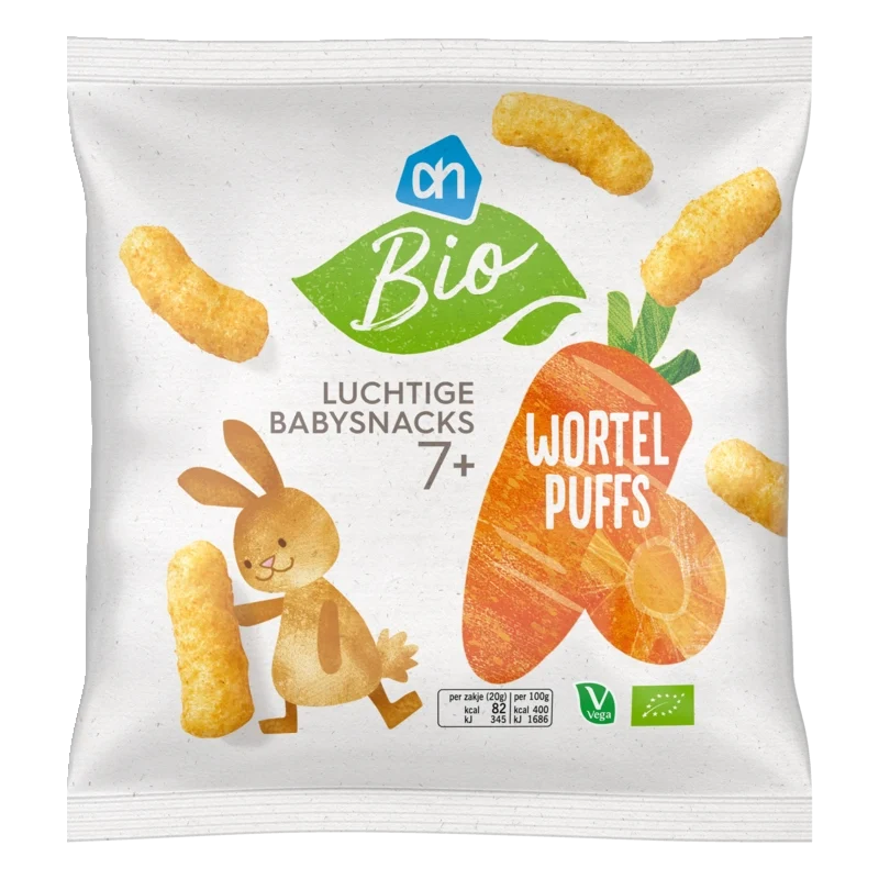 Biologisch Luchtige babysnacks wortel puffs 7m+