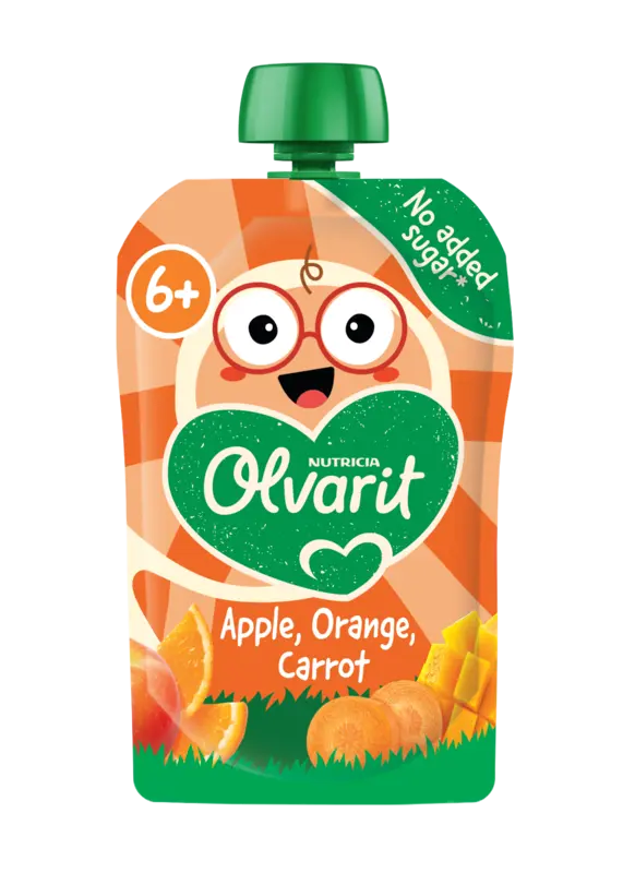 Olvarit Knijpfruit appel sinaasappel wortel 6m+