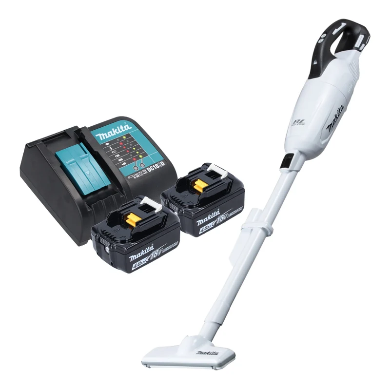 Makita DCL 281 FSMW Akku Staubsauger 18 V weiß Brushless + 2x Akku 4,0 Ah + Ladegerät