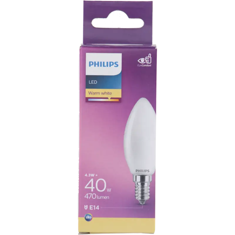 Philips Led fil kaars mat E14 40W
