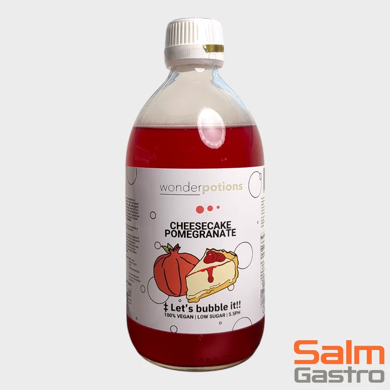 6x 500 ml Aroma Käsekuchen Granatapfel Wonderpotion für Wonder Bubbles Maschine Aromatisierte Flüssigkeit