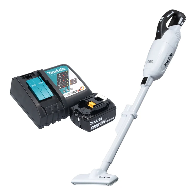 Makita DCL 281 FRT1W Akku Staubsauger 18 V weiß Brushless + 1x Akku 5,0 Ah + Ladegerät