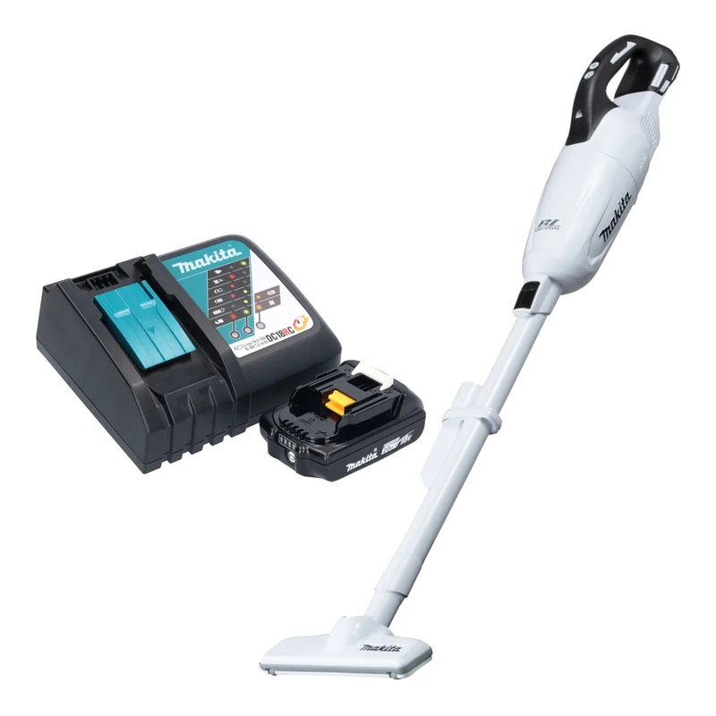 Makita DCL 281 FRA1W Akku Staubsauger 18 V weiß Brushless + 1x Akku 2,0 Ah + Ladegerät