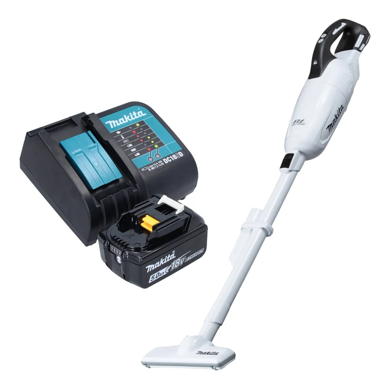Makita DCL 281 FST1W Akku Staubsauger 18 V weiß Brushless + 1x Akku 5,0 Ah + Ladegerät