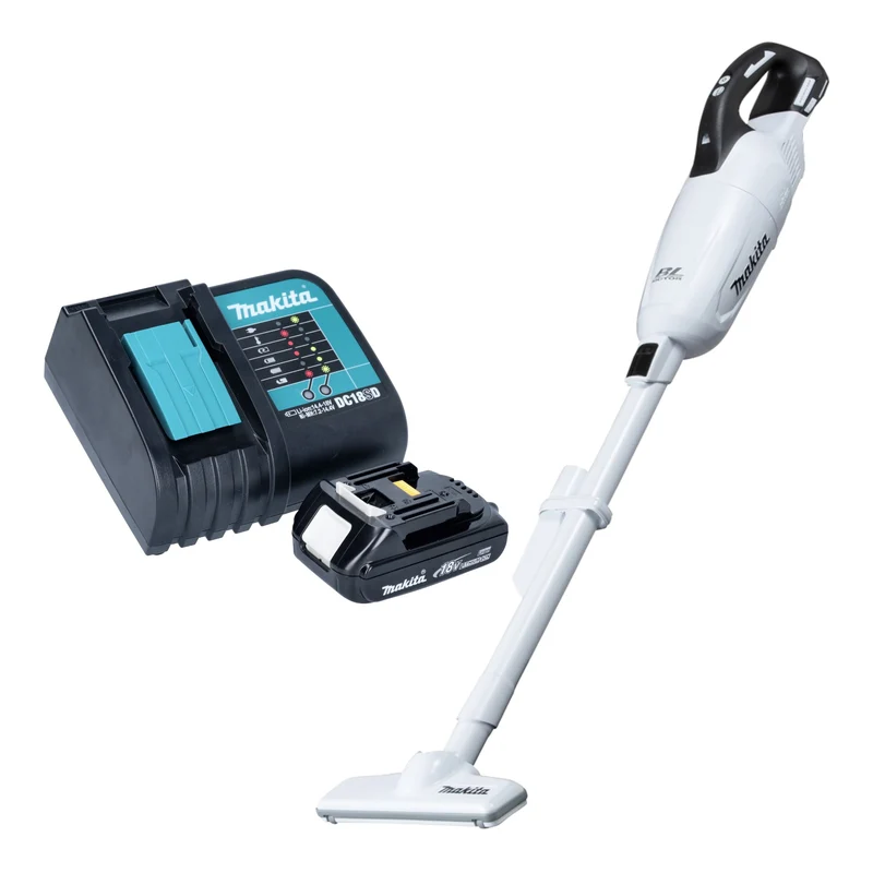 Makita DCL 281 FSY1W Akku Staubsauger 18 V weiß Brushless + 1x Akku 1,5 Ah + Ladegerät