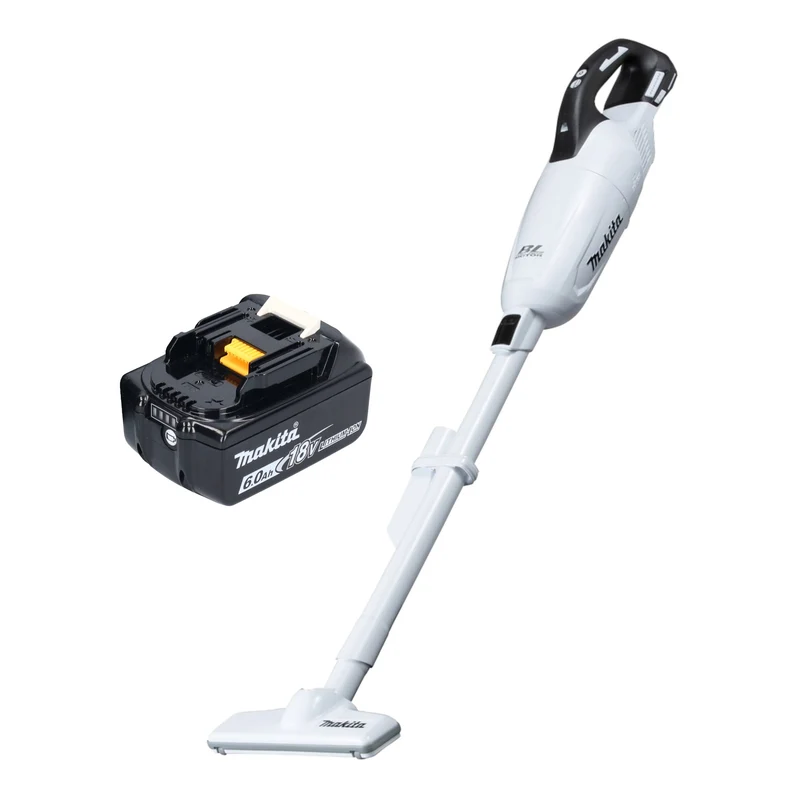 Makita DCL 281 FG1W Akku Staubsauger 18 V weiß Brushless + 1x Akku 6,0 Ah - ohne Ladegerät