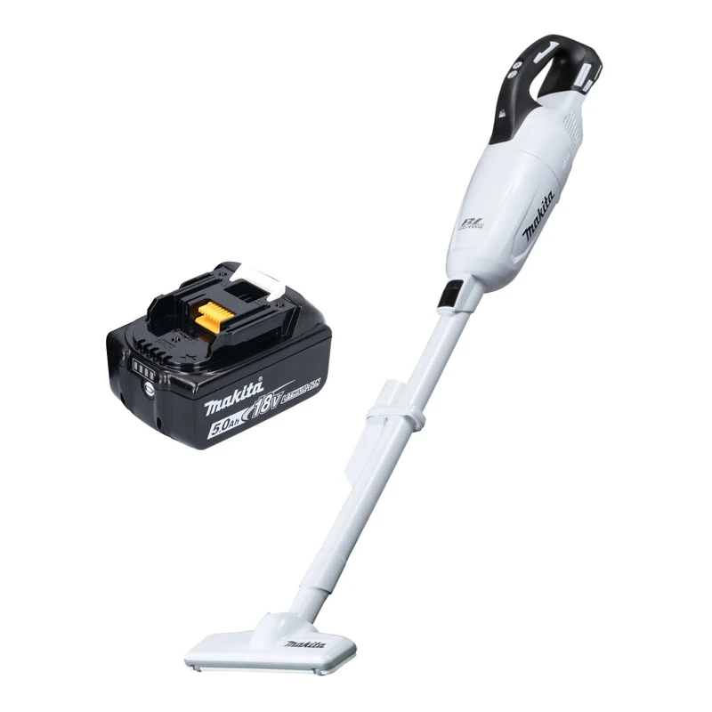 Makita DCL 281 FT1W Akku Staubsauger 18 V weiß Brushless + 1x Akku 5,0 Ah - ohne Ladegerät