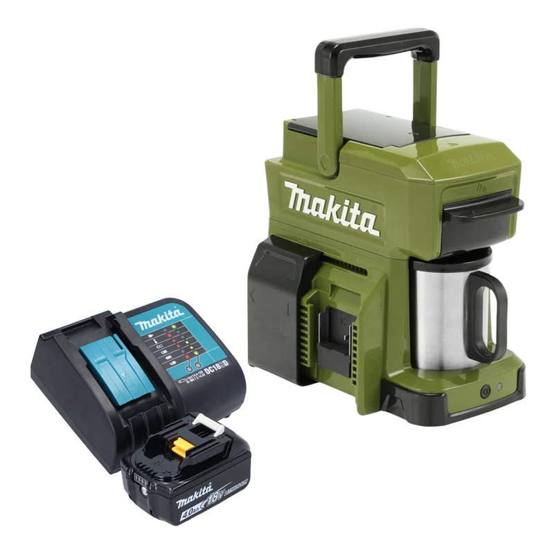 Makita DCM 501 SMO Akku Kaffeemaschine 12 V max. / 18 V Olive + 1x Akku 4,0 Ah + Ladegerät