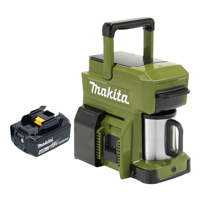 Makita DCM 501 MO Akku Kaffeemaschine 12 V max. / 18 V Olive + 1x Akku 4,0 Ah - ohne Ladegerät