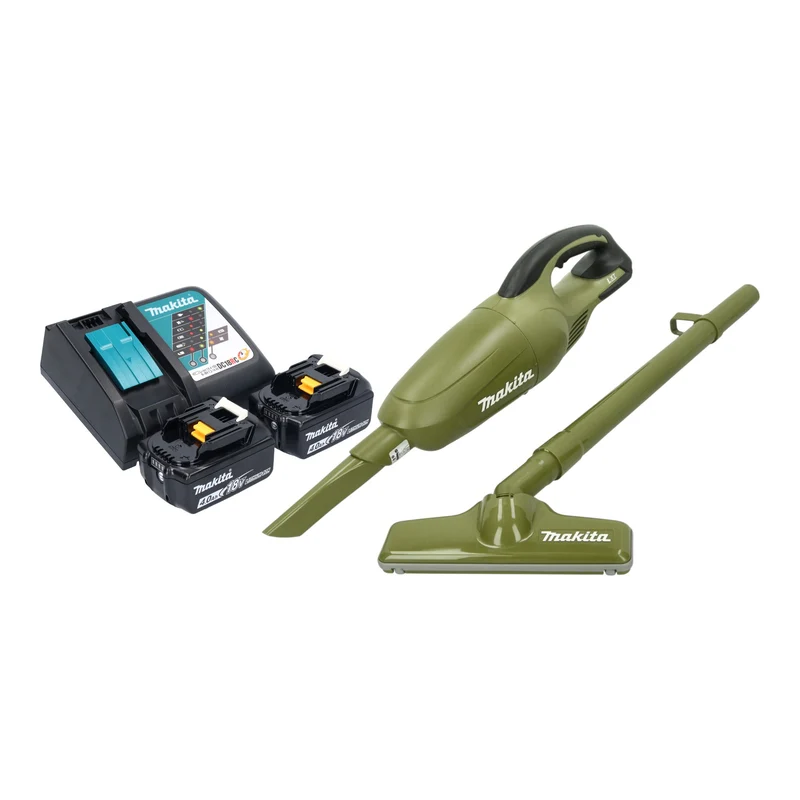 Makita DCL 180 RM2O Akku Staubsauger 18 V 0,65 l Olive Outdoor Adventure Serie + 2x Akku 4,0 Ah + Ladegerät