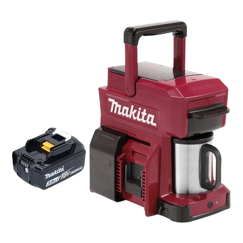 Makita DCM 501 FAR Akku Kaffeemaschine 12 V max. / 18 V Rot + 1x Akku 3,0 Ah - ohne Ladegerät