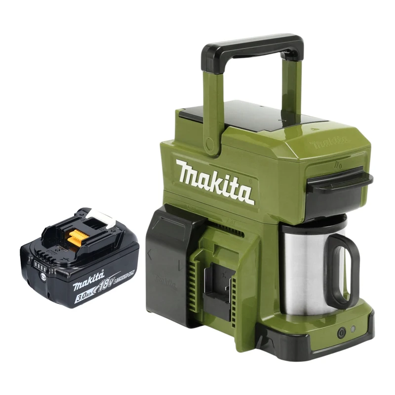 Makita DCM 501 FO Akku Kaffeemaschine 12 V max. / 18 V Olive + 1x Akku 3,0 Ah - ohne Ladegerät