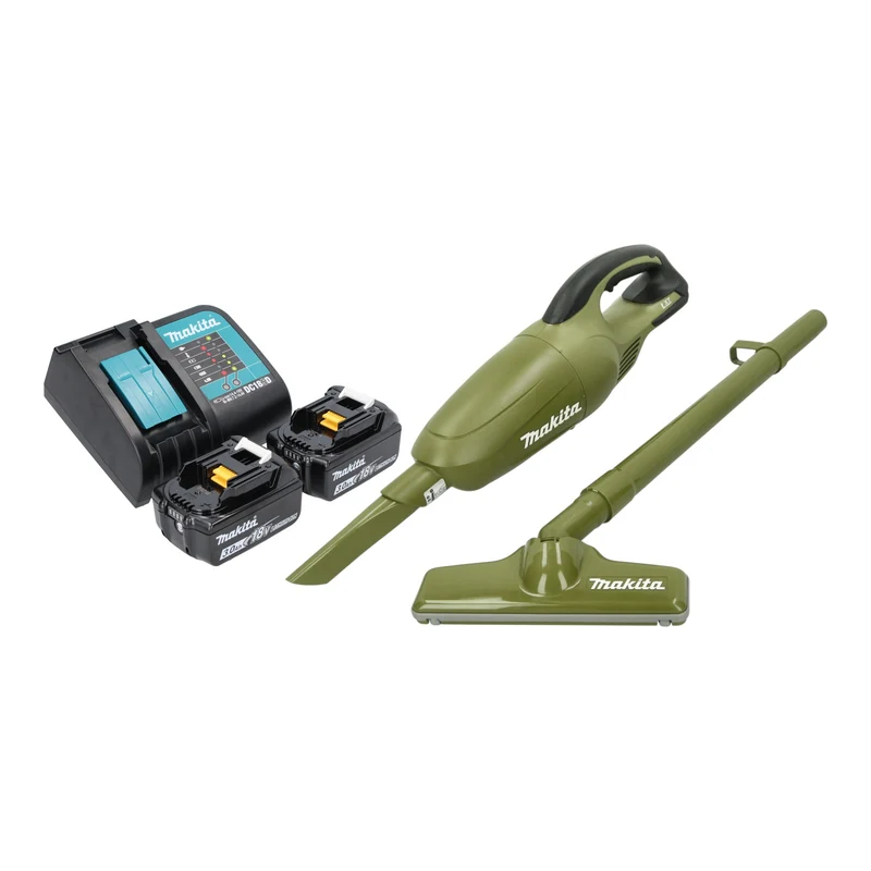 Makita DCL 180 SF2O Akku Staubsauger 18 V 0,65 l Olive Outdoor Adventure Serie + 2x Akku 3,0 Ah + Ladegerät