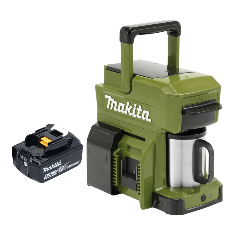 Makita DCM 501 TO Akku Kaffeemaschine 12 V max. / 18 V Olive + 1x Akku 5,0 Ah - ohne Ladegerät
