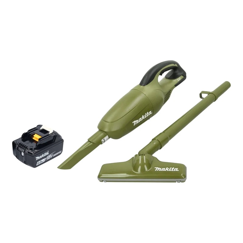 Makita DCL 180 GO Akku Staubsauger 18 V 0,65 l Olive Outdoor Adventure Serie + 1x Akku 6,0 Ah - ohne Ladegerät