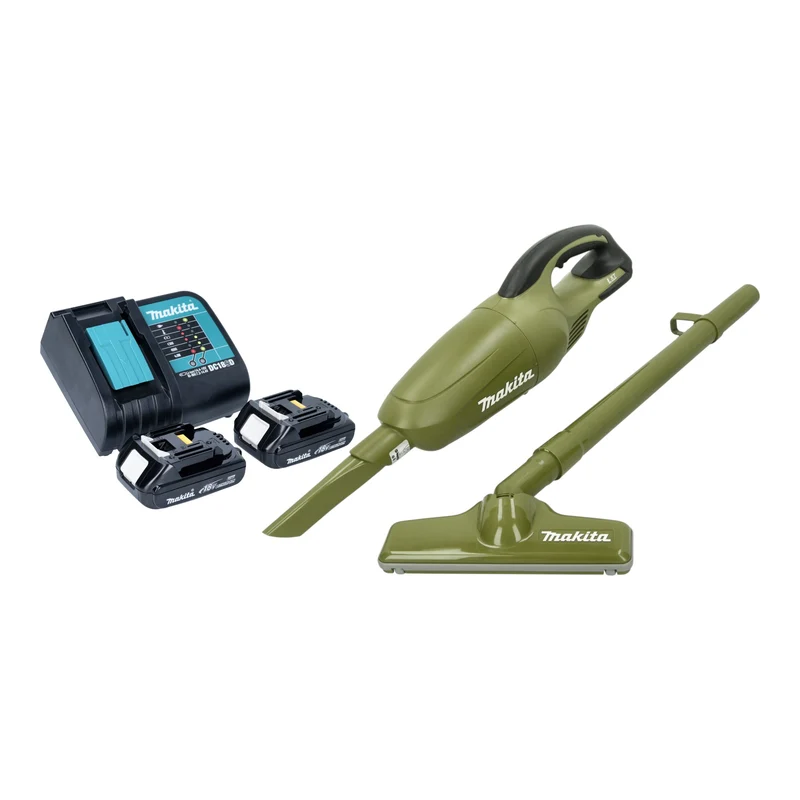 Makita DCL 180 SY2O Akku Staubsauger 18 V 0,65 l Olive Outdoor Adventure Serie + 2x Akku 1,5 Ah + Ladegerät
