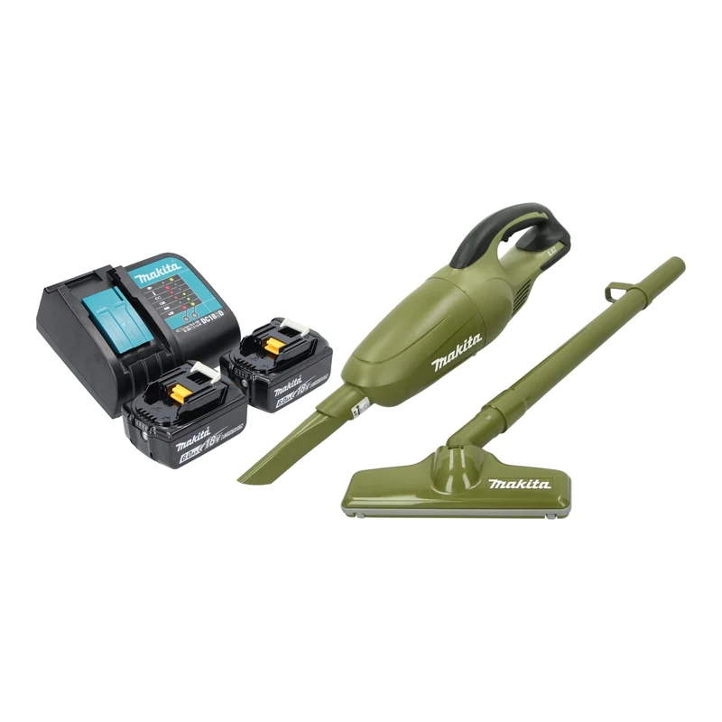Makita DCL 180 SG2O Akku Staubsauger 18 V 0,65 l Olive Outdoor Adventure Serie + 2x Akku 6,0 Ah + Ladegerät
