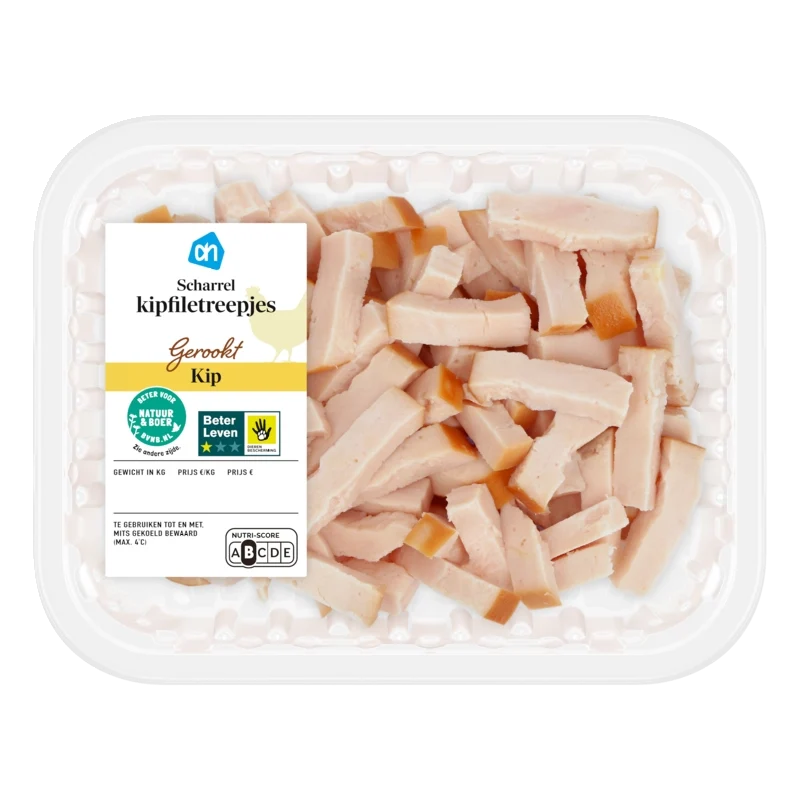 Scharrel kipfiletreepjes gerookt