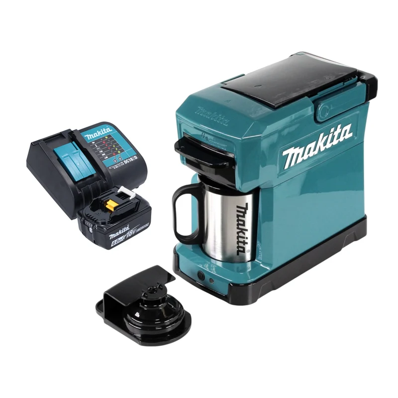Makita DCM 501 SG Akku Kaffeemaschine 12 V max. / 18 V + 1x Akku 6,0 Ah + Ladegerät