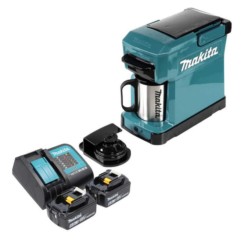 Makita DCM 501 SG2 Akku Kaffeemaschine 12 V max. / 18 V + 2x Akku 6,0 Ah + Ladegerät