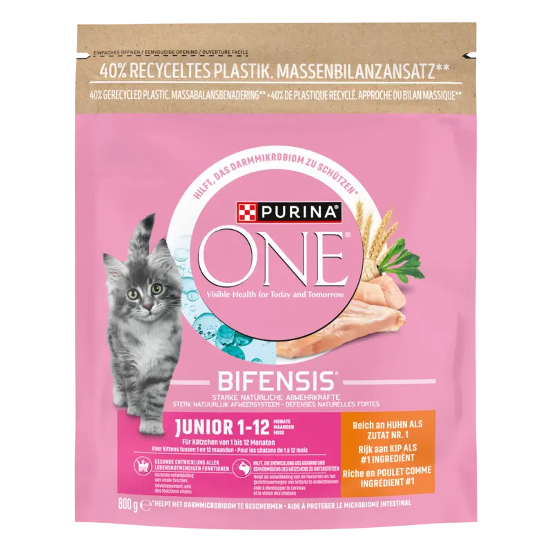 Purina ONE Junior 1-12 maanden rijk aan kip