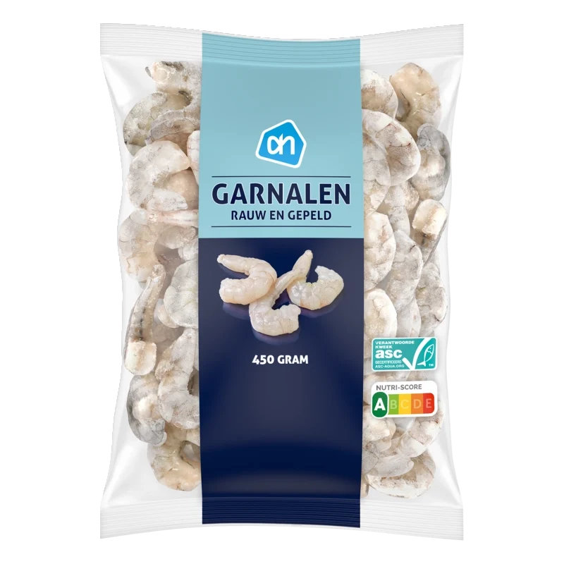 Gepelde roze garnalen rauw