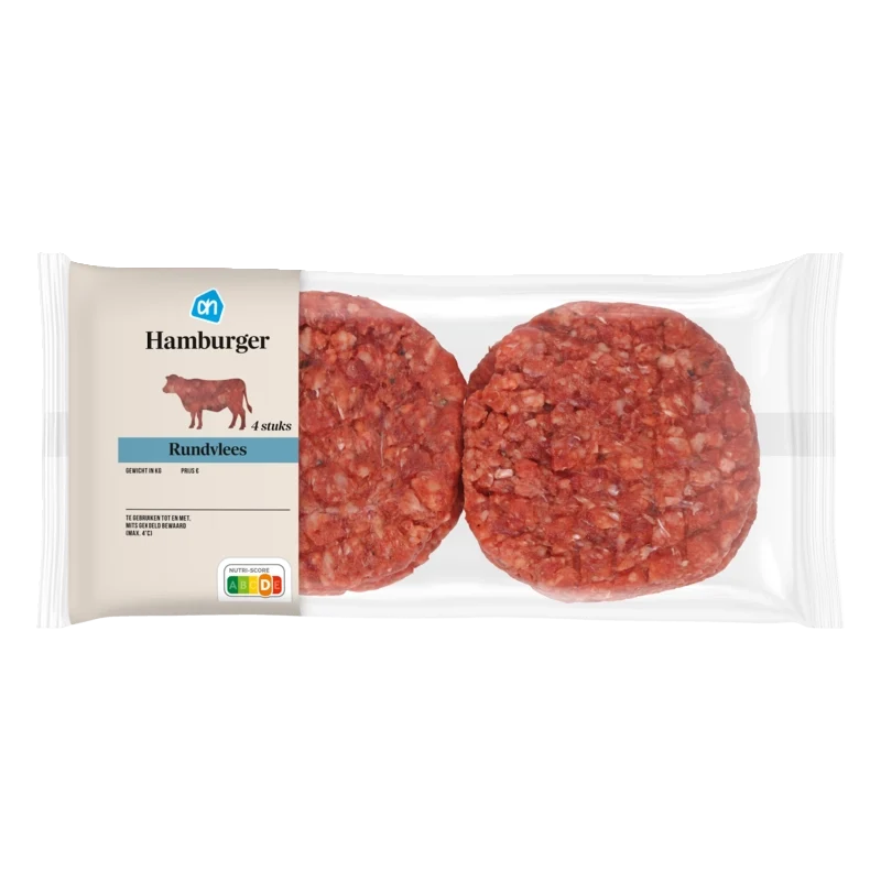 Runder hamburger 4 stuks