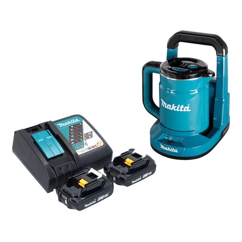 Makita DKT 360 RA2 Akku Wasserkocher 36 V ( 2x 18 V ) 0,8 L + 2x Akku 2,0 Ah + Ladegerät