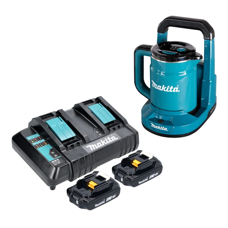 Makita DKT 360 CA2 Akku Wasserkocher 36 V ( 2x 18 V ) 0,8 L + 2x Akku 2,0 Ah + Doppelladegerät