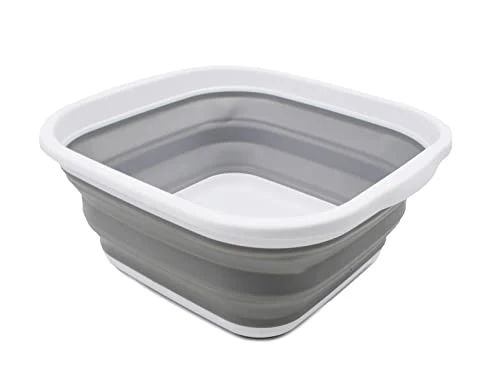 SAMMART 5,5 l Faltbarer quadratischer praktischer Eimer/Faltbarer quadratischer Wassereimer/tragbare Wanne mit Griff