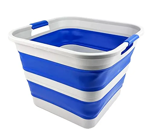 SAMMART 35L zusammenklappbarer Kunststoff-Wäschekorb – quadratische Wanne/Korb – faltbarer Aufbewahrungsbehälter/Organizer – tragbare Waschwanne – platzsparender Wäschekorb