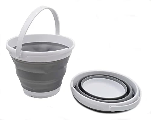 SAMMART 10L zusammenklappbarer Plastikeimer - Faltbare runde Wanne - Tragbarer Wassereimer zum Angeln - Platzsparender Outdoor-Wassertopf. Größe 31cm Durchmesser