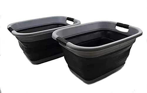 SAMMART 25L Zusammenklappbarer Wäschekorb/wanne - faltbarer Aufbewahrungsbehälter/Organizer-tragbarer Waschbehälter-platzsparender Korb-Kofferraum-Aufbewahrungsbox