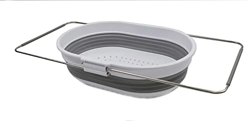 SAMMART 5L Erweiterbares und zusammenklappbares TPE/PP-Oval-Sieb über dem Waschbecken