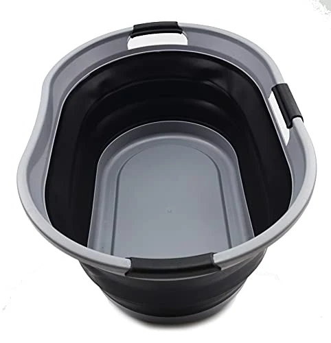 SAMMART Faltbarer Wäschekorb aus Kunststoff, 44 l, faltbarer Pop-Up-Aufbewahrungsbehälter/Organizer, tragbare Waschwanne, platzsparender Wasserkorb, Wasserkapazität: 35 l
