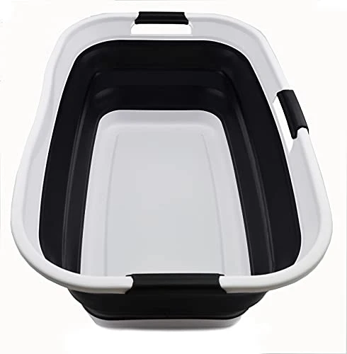 SAMMART 44L Faltbarer Kunststoff-Wäschekorb - Faltbarer Pop-up-Aufbewahrungsbehälter/Organizer - Tragbare Waschwanne - Platzsparender Korb, Wasserkapazität: 35L
