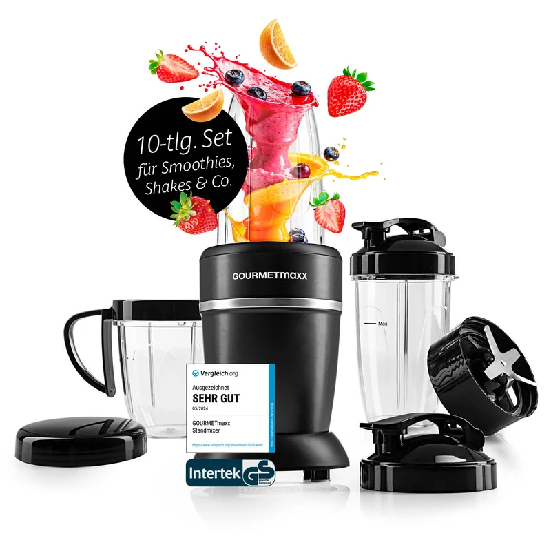 Nutrition Mixer Pro 1.000 mit Zubehörset L - Schwarz/Silber