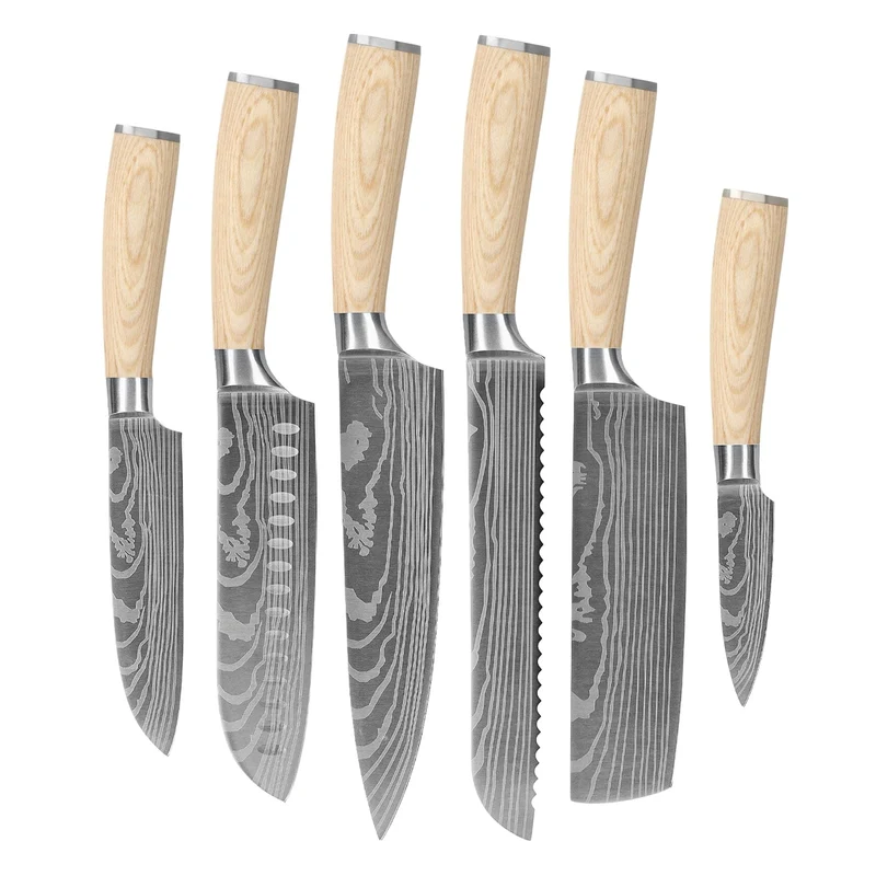 Shinrai Knives - 6-teiliges Messerset mit Akari-Damastmuster