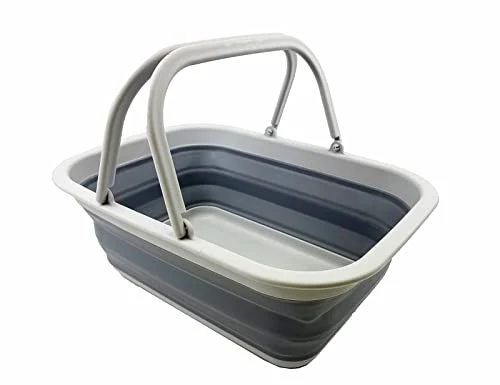 SAMMART 9,2 l zusammenklappbare Wanne mit Griff – tragbarer Picknickkorb für den Außenbereich – Faltbare Einkaufstasche – platzsparender Aufbewahrungsbehälter