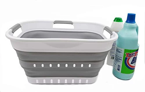 SAMMART Faltbarer Super Mini-Wäschekorb aus Kunststoff, mit 3 Griffen, 19 l, faltbar, Pop-Up-Aufbewahrungsbehälter/Organizer, platzsparender Wäschekorb