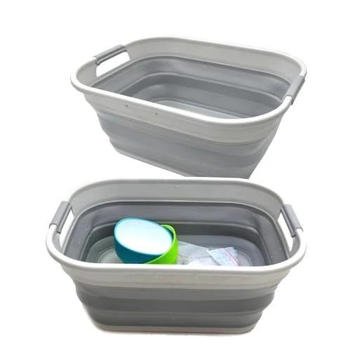 SAMMART 19.5L Collapsible Plastic Storage Basket-Foldable Pop Up Storage Container/Organizer - Portable Washing Tub, Water Capacity 14.5L