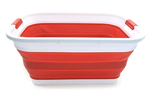 SAMMART 41L Collapsible Plastic Laundry Basket - Foldable Pop Up Storage Container/Organizer - Portable Washing Tub - Space Saving Hamper/Basket