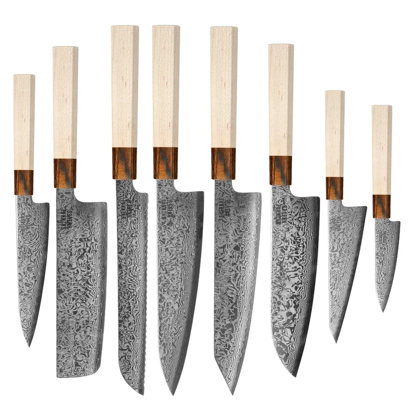 Shinrai Knives - Kōyō Damast 8-teiliges Messerset