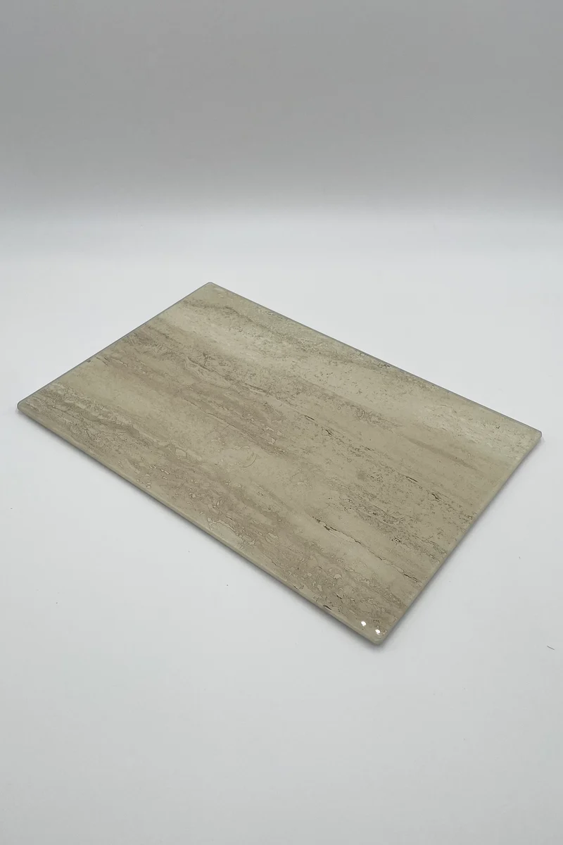 Glas Schneidebrett 40x30cm Beige